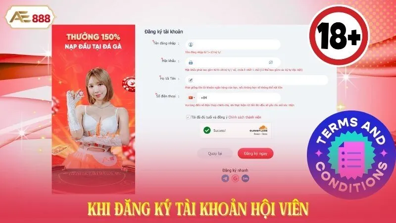 Khi đăng ký tài khoản hội viên